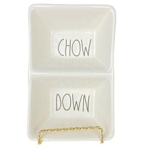 Rae Dunn Artisan Collection "CHOW DOWN" Snack Tray Large Letters Farmhouse NEW